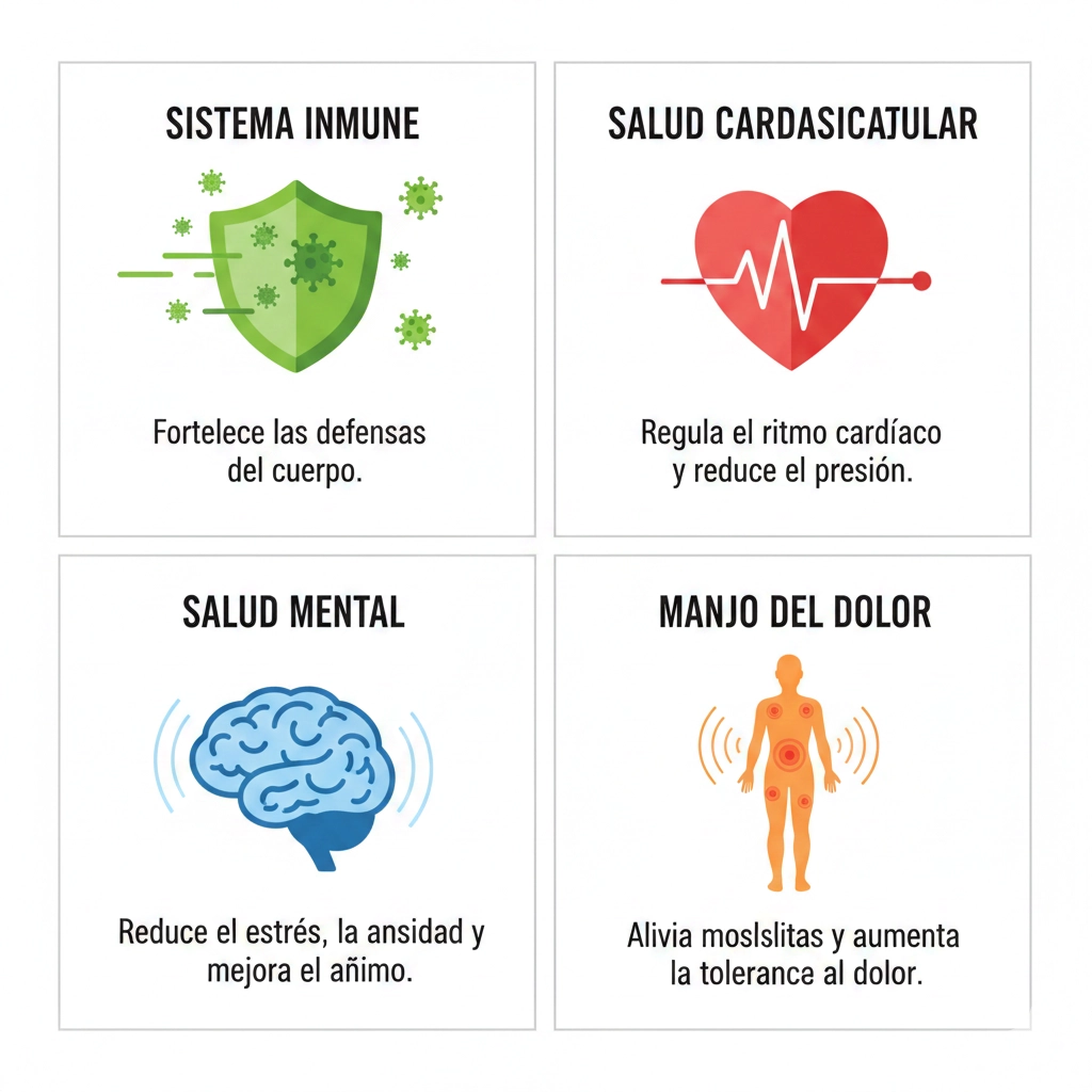 Familia abrazándose representando los beneficios del contacto físico para la salud